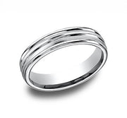 The Cut 18K White Gold Wedding Band Center Satin Cut Polished Edges 4mm Forged Union