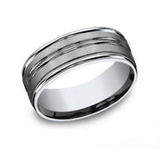 The Argent Titanium Wedding Band with Polished Center Trim 8mm Forged Union