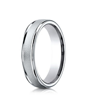 The Ocean 18K White Gold Wedding Band with Sand Blasted Finish 4.5 mm Forged Union