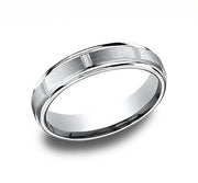 The Circuit 18K White Gold Wedding Band Vertical Cut Satin Finish  4 mm Forged Union