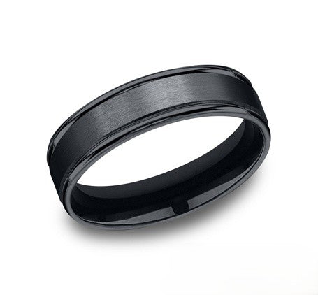 The Zeric Seranite Wedding Band with Satin Finish and Polished Edges 6mm Forged Union