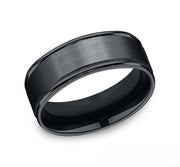 The Noir Seranite Wedding Band with Satin Finish and Round Polished Edge 8mm Forged Union