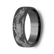 The Protector Tantalum Wire Brush Dragon Design Center Ring 7.5mm Forged Union