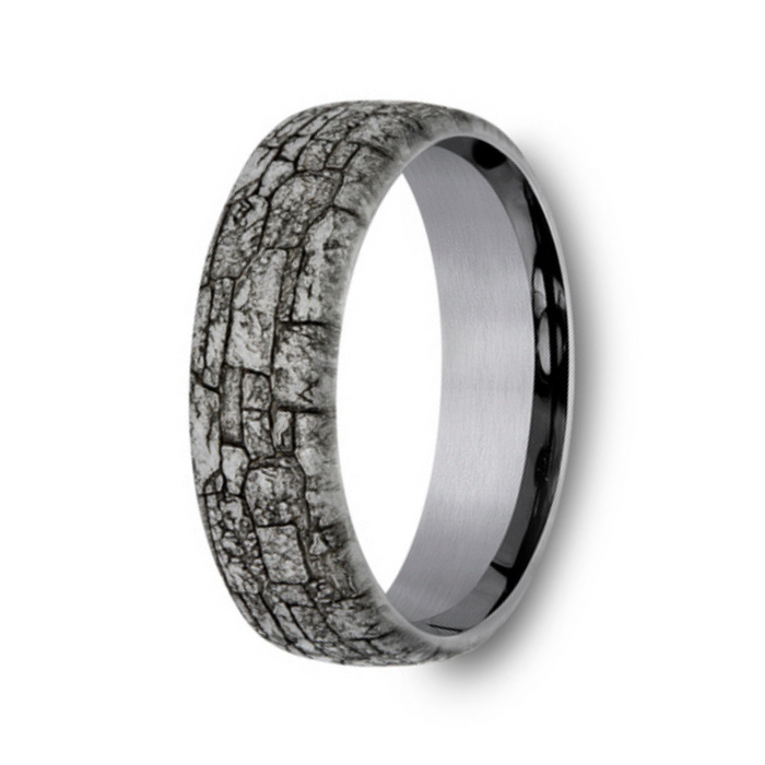 The Troy Tantalum Stonewall Textured Center Ring  6.5mm