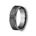 The Dark Royal Dark Tantalum Vintage Script Pattern Center Beveled Edges Ring 7mm
