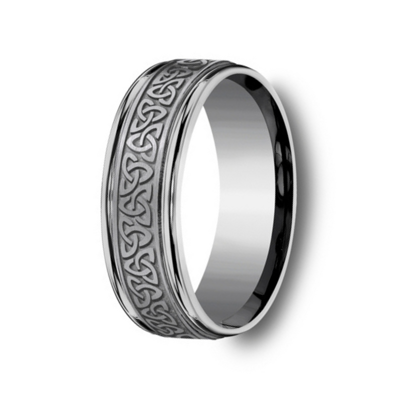 The Limerick Tantalum Celtic Knot Center Polished Edges Band 7mm