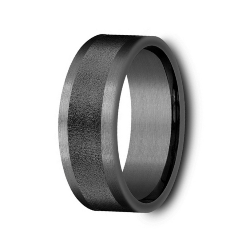 The Admiral Darkened Tantalum Wire Finish Center Straight Edge Ring 8mm