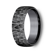 The Shredder 8mm Darkened Tantalum Hammer Finish Center Euro Fit Ring