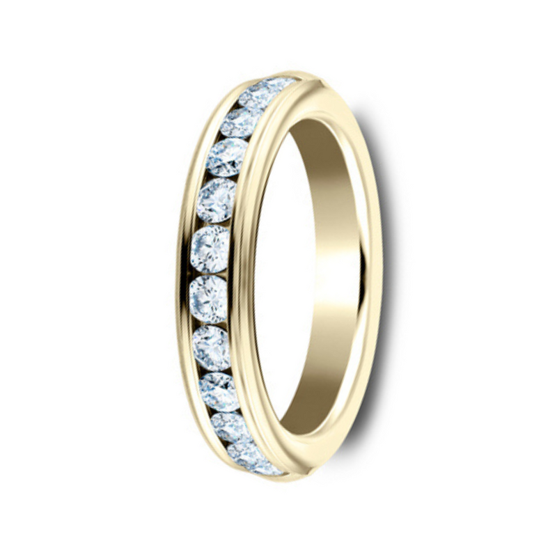 The Anne 14KY Gold 12 Diamond Channel Set Band -4mm Forged Union