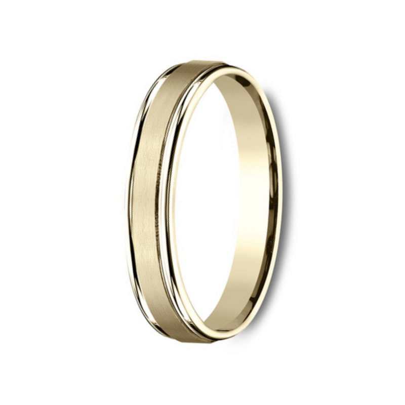 The Washington 18K Yellow Gold Wedding Band Satin Finish Polished Edges 4.5mm Forged Union