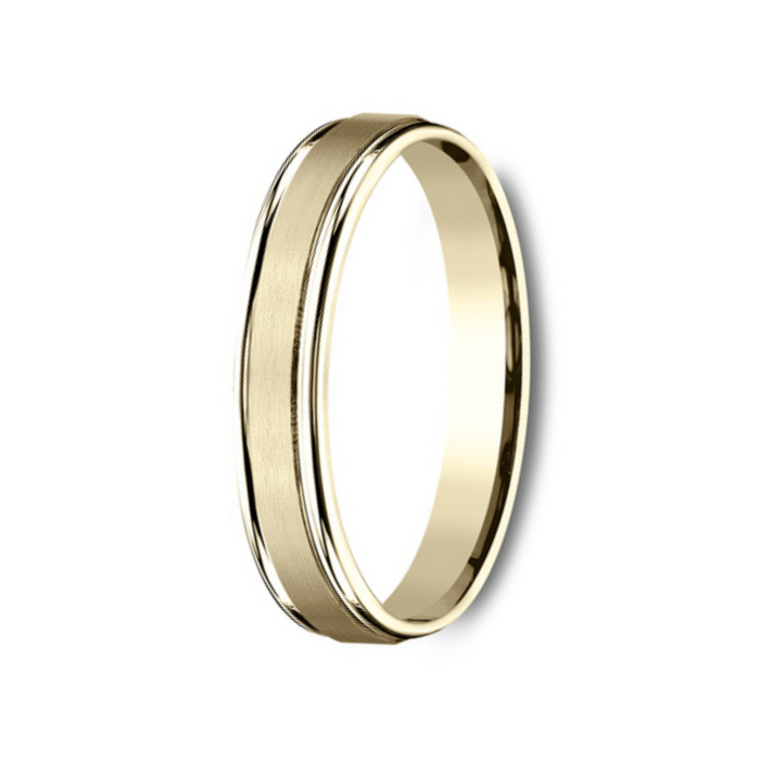 The Washington 18K Yellow Gold Wedding Band Satin Finish Polished Edges 4.5mm