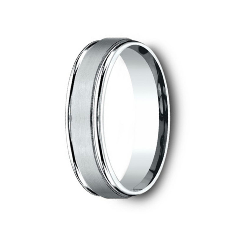 The Washingtion 18K White Gold Wedding Band with Satin Finish 6 mm Forged Union