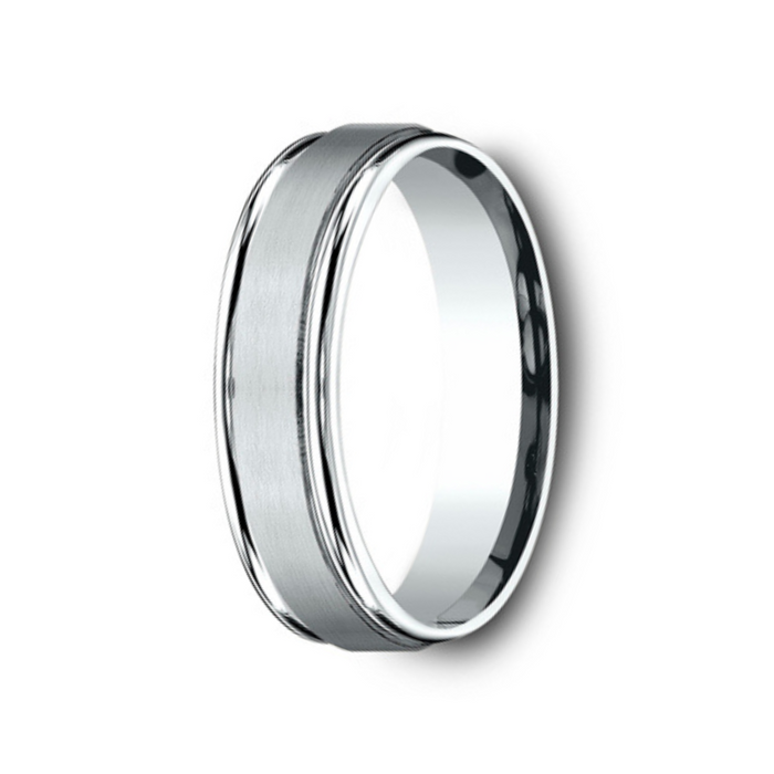 The Washingtion 18K White Gold Wedding Band with Satin Finish 6 mm