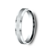 The Chancellor 18K White Gold Wedding Band with Beveled Edge Satin Finish  4mm Forged Union