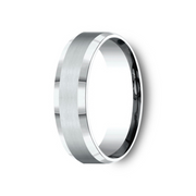 The Chancellor 18K White Gold Wedding Band Satin Finish Polished Beveled Edge 6mm Forged Union