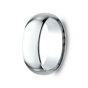 The Lumen 18K White Gold Domed Wedding Band with Polished Finish 8mm Forged Union