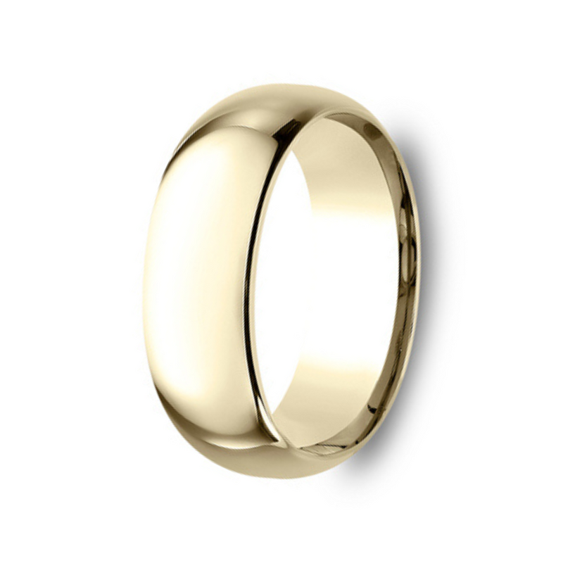 The Lumen 18K Yellow Gold Domed Wedding Band with Polished Finish 8 mm Forged Union
