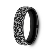 The Thors Hammer Black and Grey Titanium Ring with Thor Hammer Design 6.5mm Forged Union