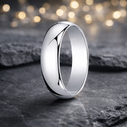 10K White Gold Wedding Band with Domed Polished Finish 