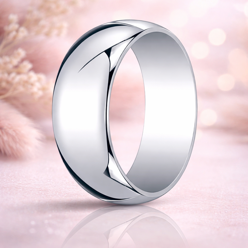 Bond 14K White Gold Wedding Band with Domed Polished Finish 8mm