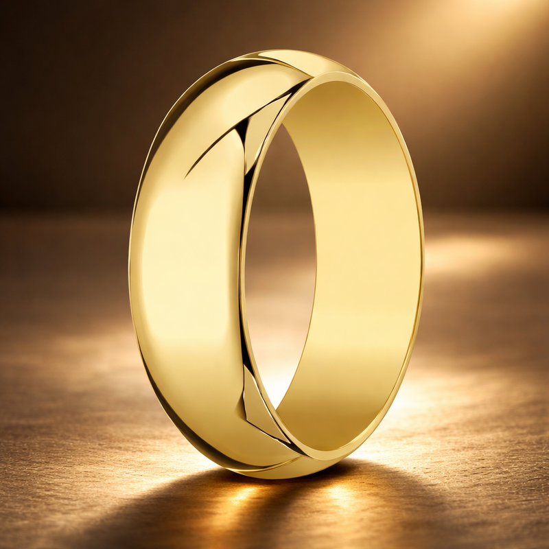 Bond 14K Yellow Gold Wedding Band with Domed Polished Finish 8mm