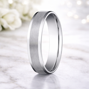 Chancellor 14K White Gold Wedding Band with Beveled Edge Satin Finish  6mm