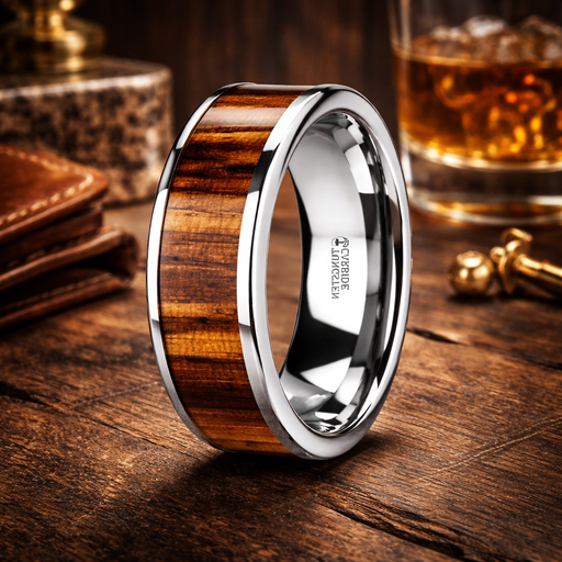 Copan Flat Tungsten Carbide Ring with Polished Edges & Real Zebra Wood Inlay 8mm