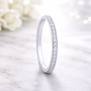 The Emilia Flat Polished Titanium Women's Eternity Wedding Ring  White Diamonds - 2mm
