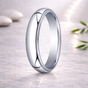 Domed Milgrain Polished Finish Comfort-fit 10K White Gold Wedding Band