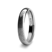 The Dominus Fingerprint Engraved Domed Tungsten Ring Polished 4mm or 8mm Forged Union