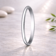Halo 10K White Gold Wedding Band with Domed Milgrain Polished Finish 2mm