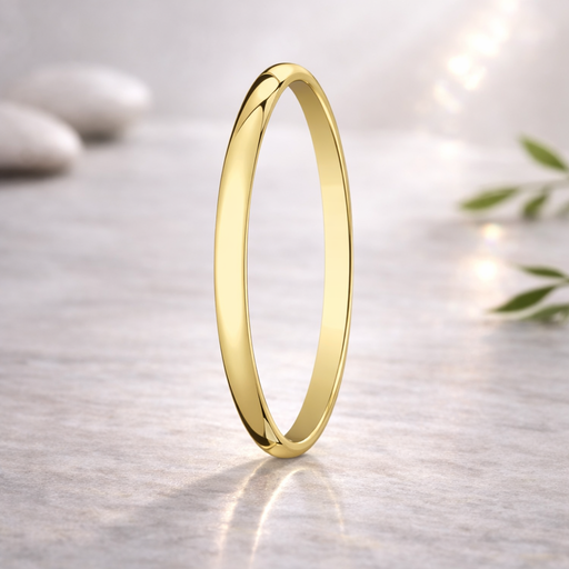10K Yellow Gold Wedding Band with Domed Polished Finish