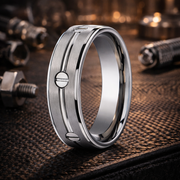 Ion Titanium Ring with Polished Groove and Inset Screws  8mm