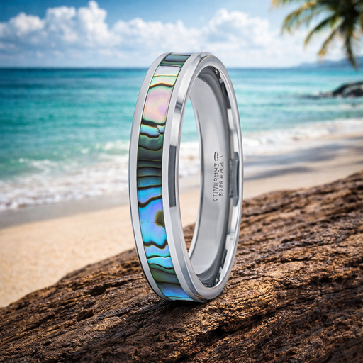 The Maui Thorsten Tungsten Carbide Ring with Mother of Pearl Inlay - 4mm