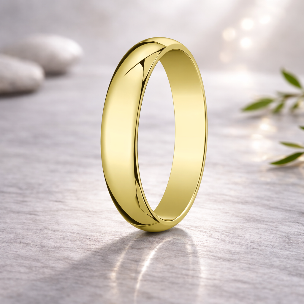 Nura 10K Yellow Gold Wedding Band with Domed Polished Finish 7mm