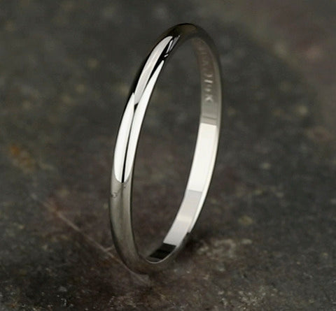 The Vera 18K White Gold Wedding Band with Domed Polished Finish 2mm Forged Union