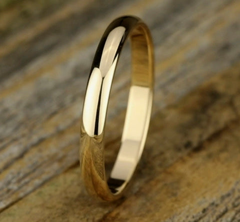 Dawn 14K Yellow Gold Wedding Band with Domed Polished Finish 3mm