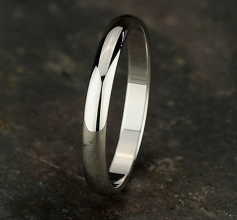The Nomi 18K White Gold Wedding Band with Domed Polished Finish 3mm Forged Union