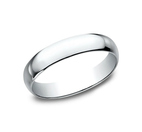 The Oro 18K White Gold Wedding Band with Domed Polished Finish 4mm Forged Union