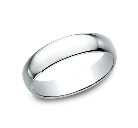 Tovi 14K White Gold Wedding Band with Domed Polished Finish 5mm
