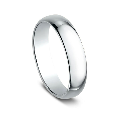 Tovi 14K White Gold Wedding Band with Domed Polished Finish 5mm