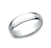 The Aure 18K White Gold Wedding Band with Domed Polished Finish 5mm Forged Union