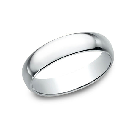 The Aure 18K White Gold Wedding Band with Domed Polished Finish 5mm Forged Union