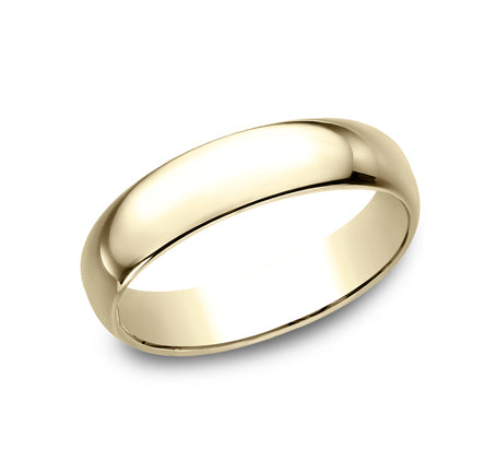 The Aure 18K Yellow Gold Wedding Band with Domed Polished Finish 5mm Forged Union