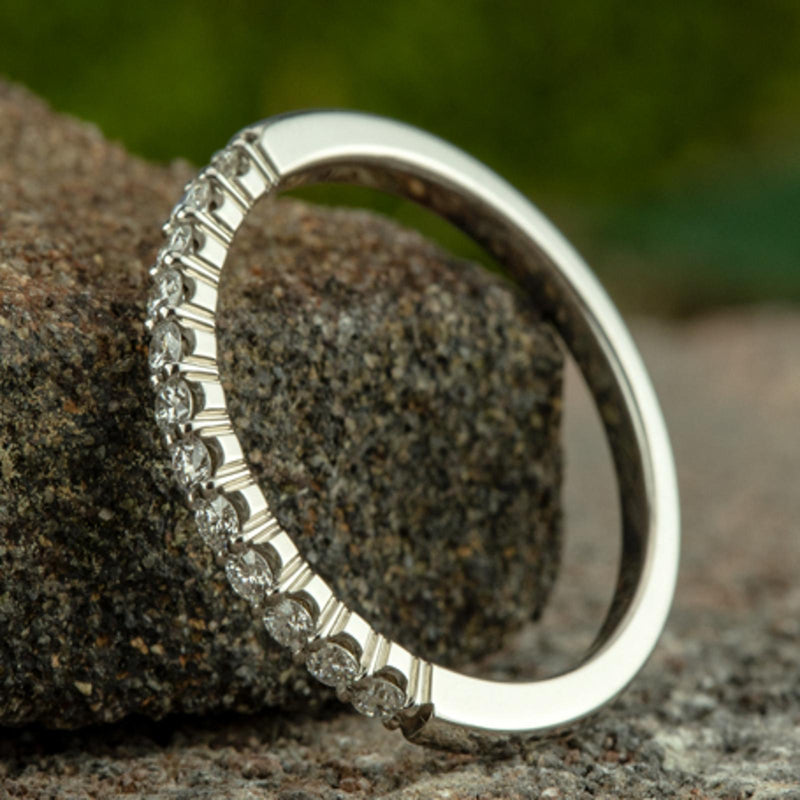 Zoe Platinum 2mm Shared Prong Diamond Half Eternity Band