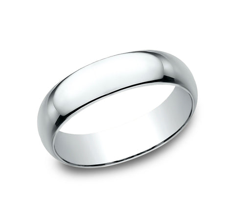 Orova 14K White Gold Wedding Band with Domed Polished Finish 6mm
