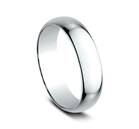 Orova 14K White Gold Wedding Band with Domed Polished Finish 6mm