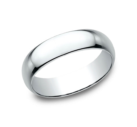 The Solis 18K White Gold Wedding Band with Domed Polished Finish 6mm Forged Union