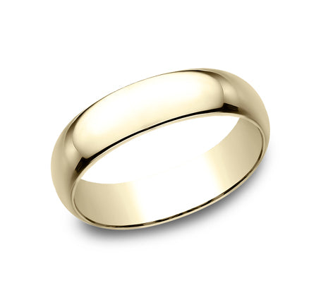 The Solis 18K Yellow Gold Wedding Band with Domed Polished Finish 6mm Forged Union