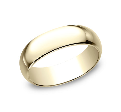 Loop 14K Yellow Gold Wedding Band with Domed Polished Finish 7mm